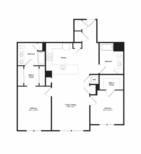 a floor plan of a house with a combination of bedrooms and baths